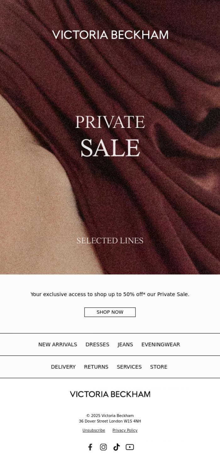 Email Design Inspiration from Victoria Beckham, Private Sale: Exclusive To You