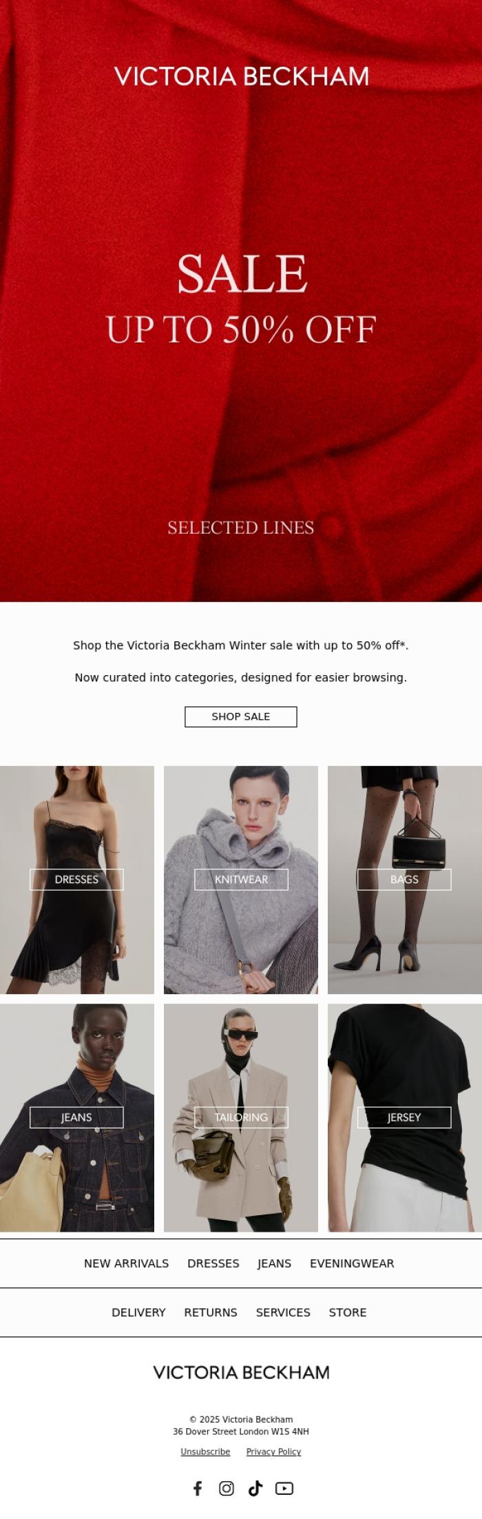 Email Design Inspiration from Victoria Beckham, SALE: Up To 50% Off