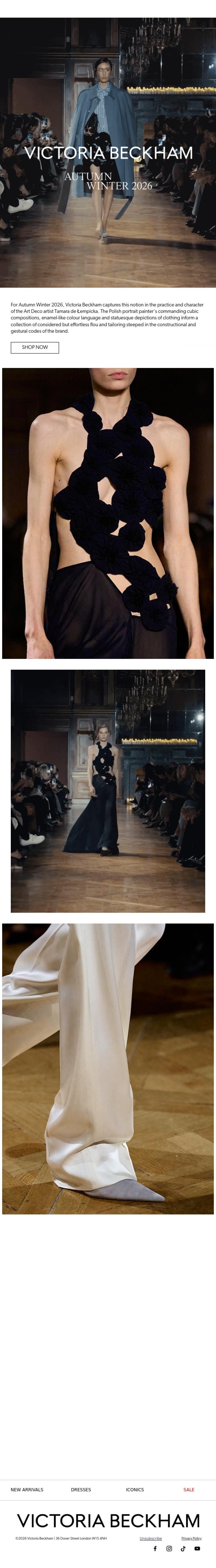 Email Design Inspiration from Victoria Beckham, Introducing Autumn Winter 2026