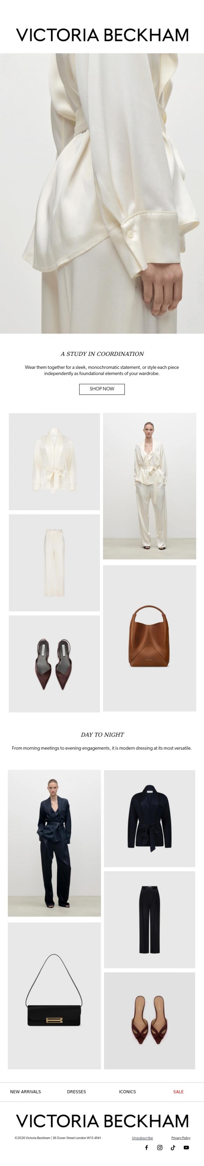 Email Design Inspiration from Victoria Beckham, The Matching Set
