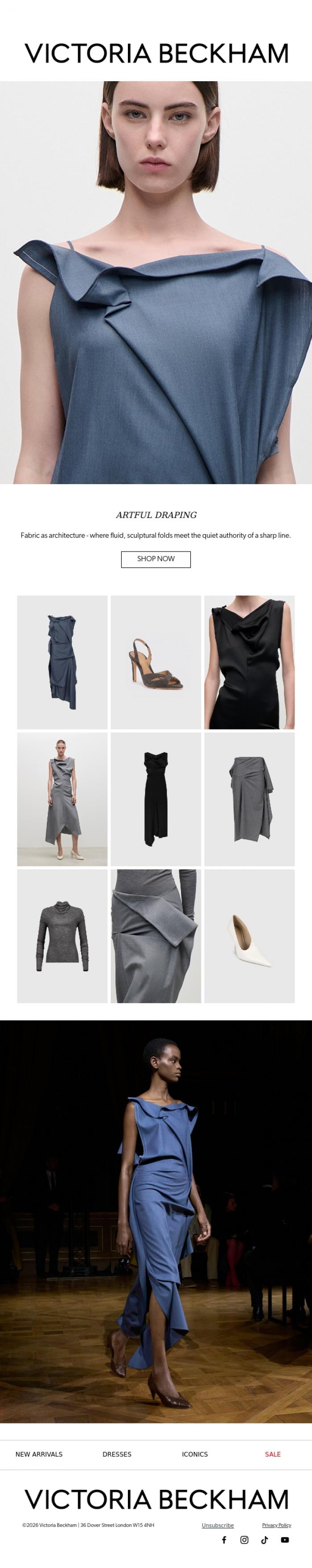 Email Design Inspiration from Victoria Beckham, Modern Fluidity