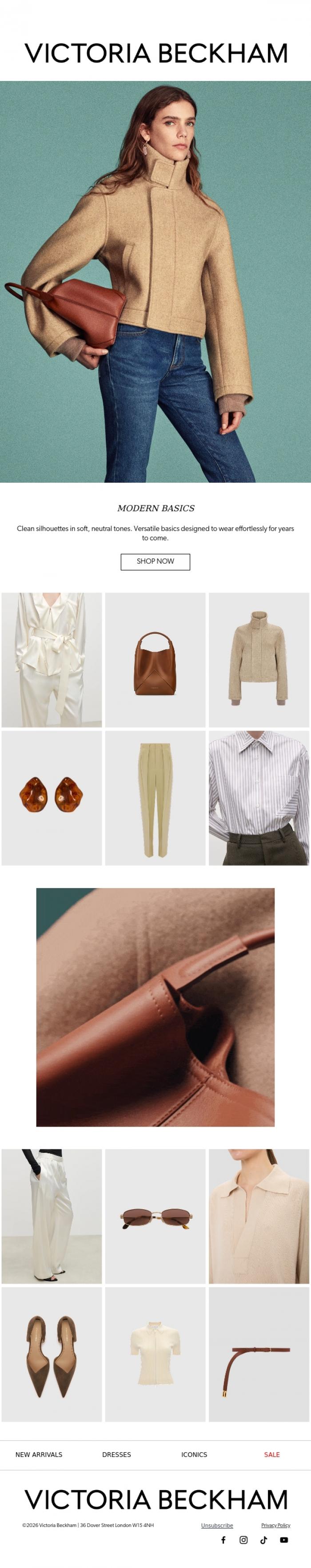 Email Design Inspiration from Victoria Beckham, New Season Neutrals
