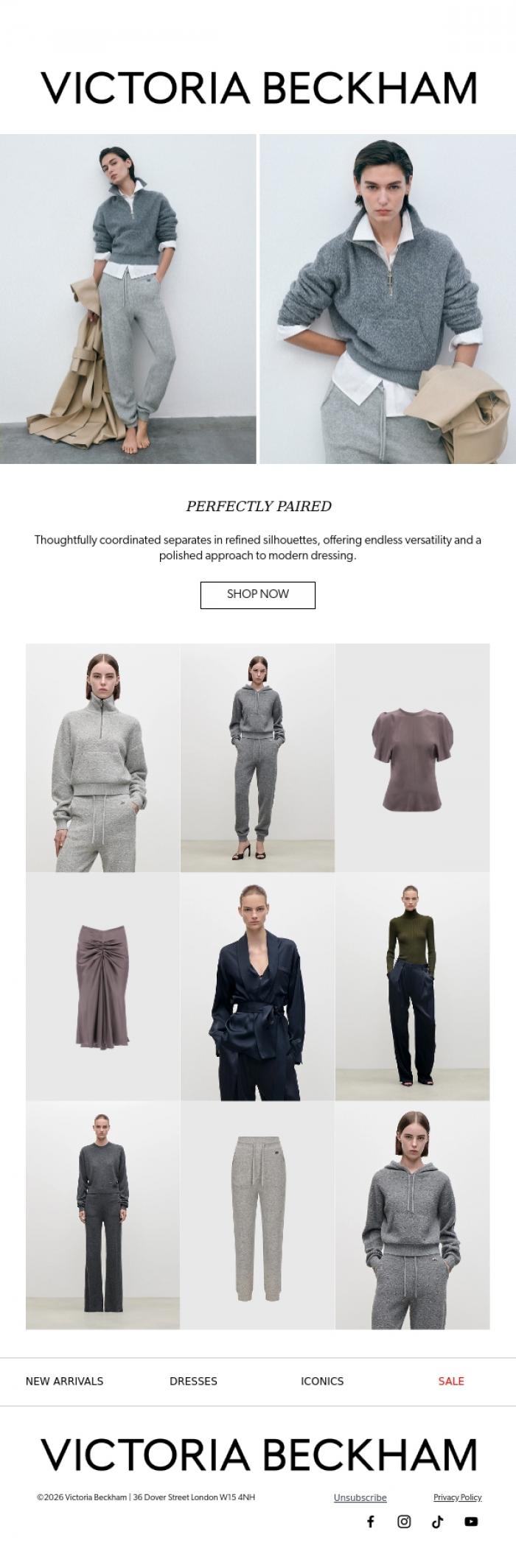 Email Design Inspiration from Victoria Beckham, Versatile Separates