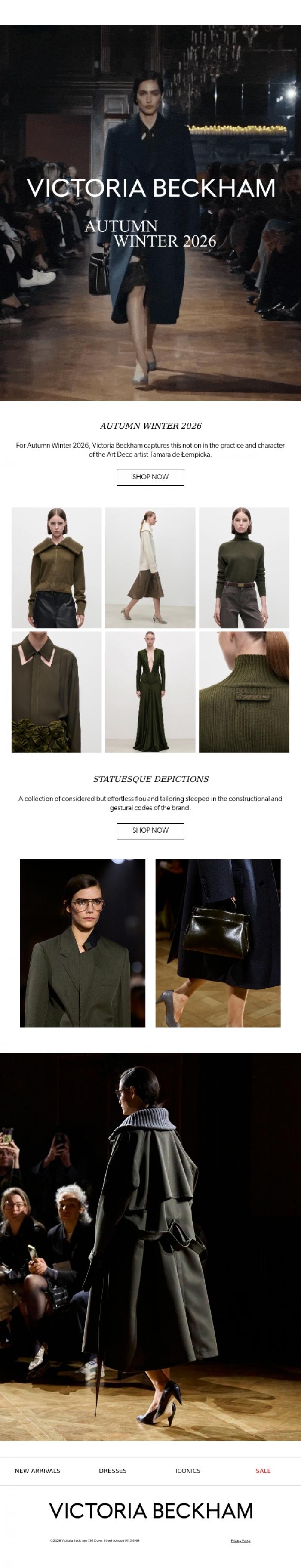 Email Design Inspiration from Victoria Beckham, New Arrivals