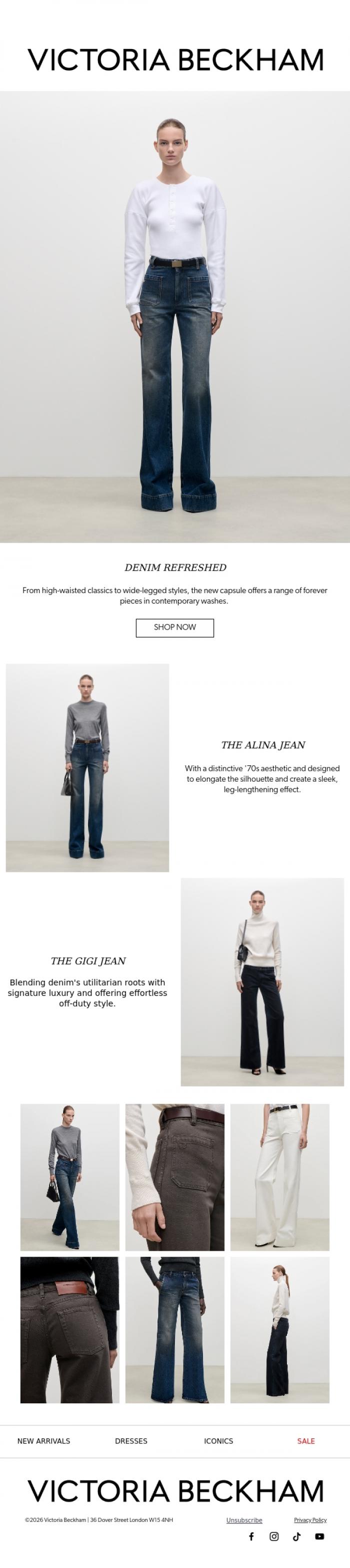 Email Design Inspiration from Victoria Beckham, Just In: Denim