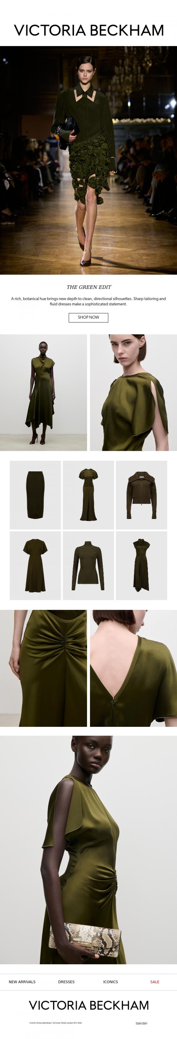 Email Design Inspiration from Victoria Beckham, The Power of Green