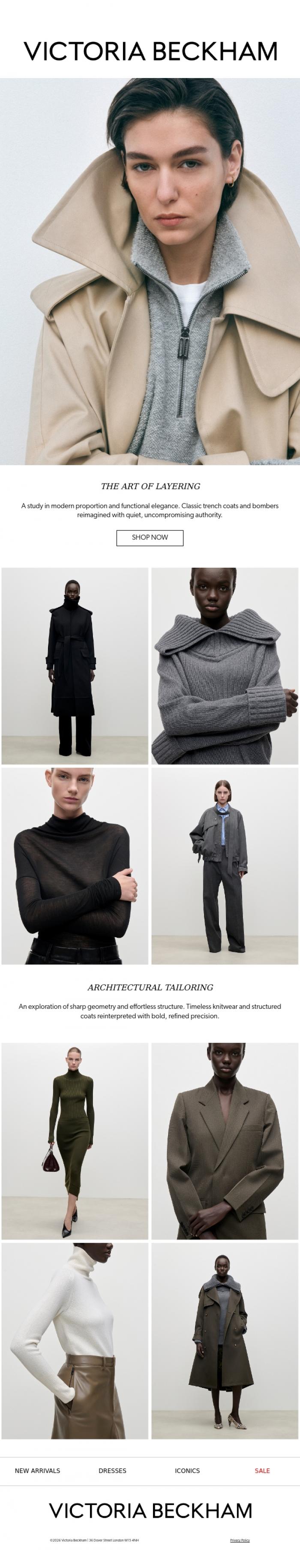 Email Design Inspiration from Victoria Beckham, The Art of Layering