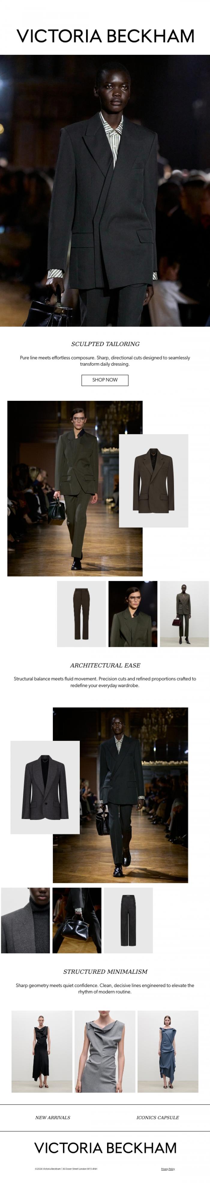 Email Design Inspiration from Victoria Beckham, The Tailored Collection