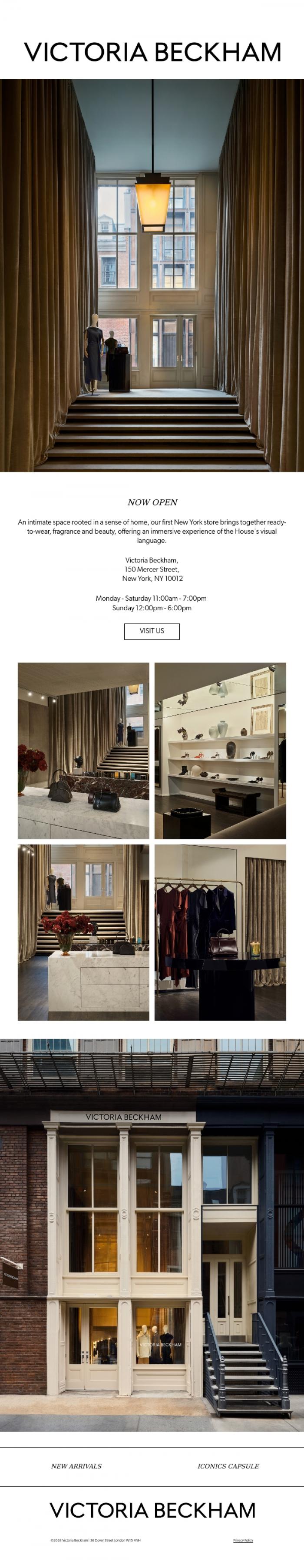 Email Design Inspiration from Victoria Beckham, Victoria Beckham has landed in SoHo