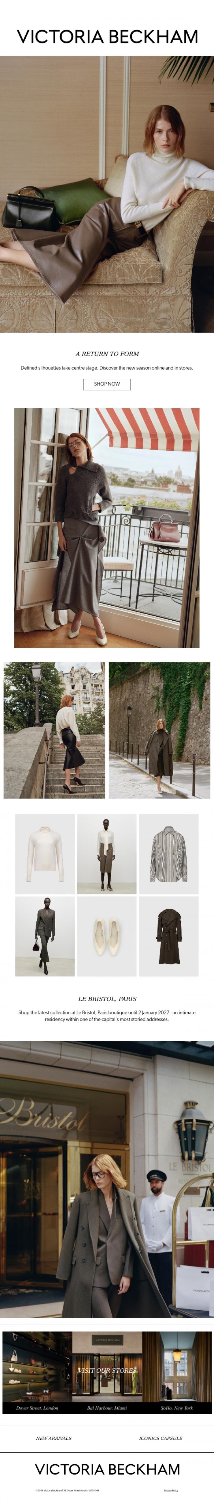 Email Design Inspiration from Victoria Beckham, A Return to Form