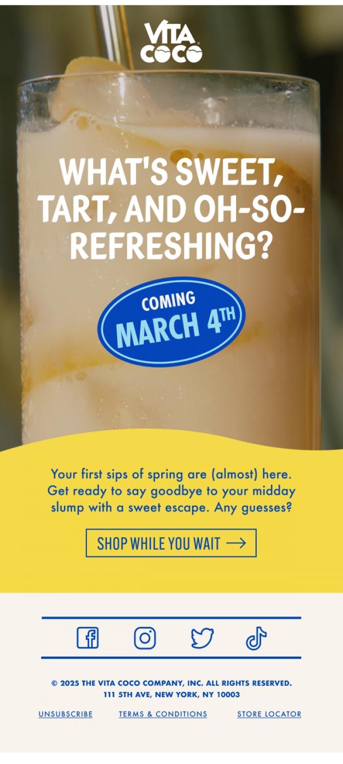 Email Design Inspiration from Vita Coco, ❄️+ 🍋 + 🥥 = ?