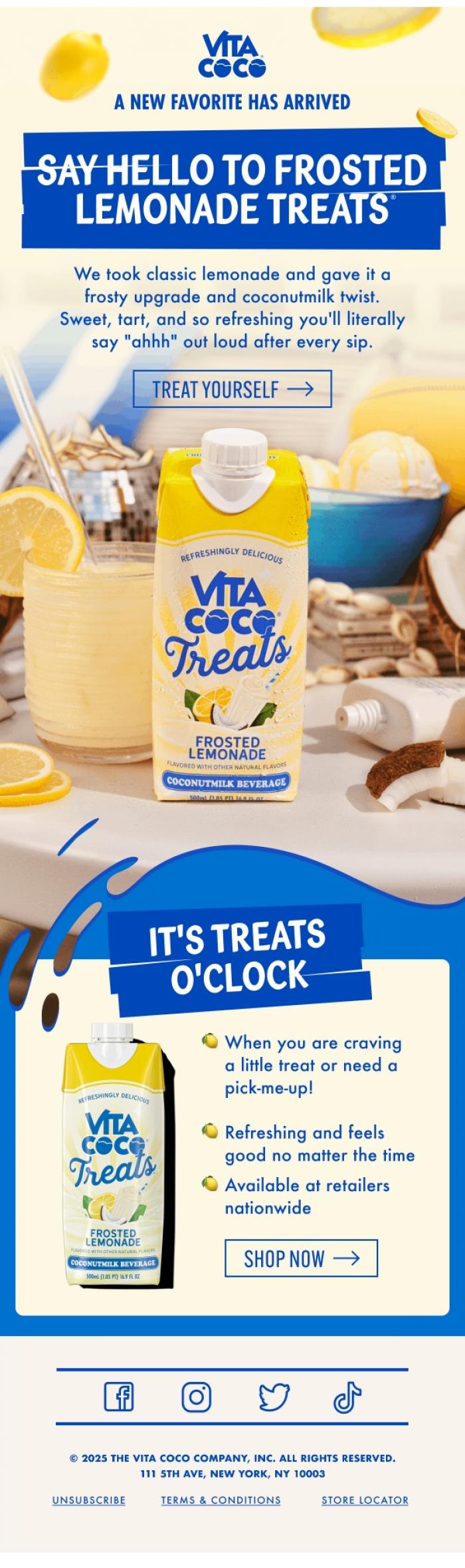 Email Design Inspiration from Vita Coco, Frosted Lemonade is here 🍋❄️