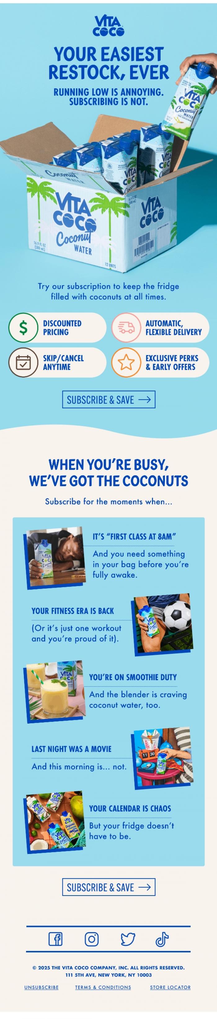 Email Design Inspiration from Vita Coco, Never run out again