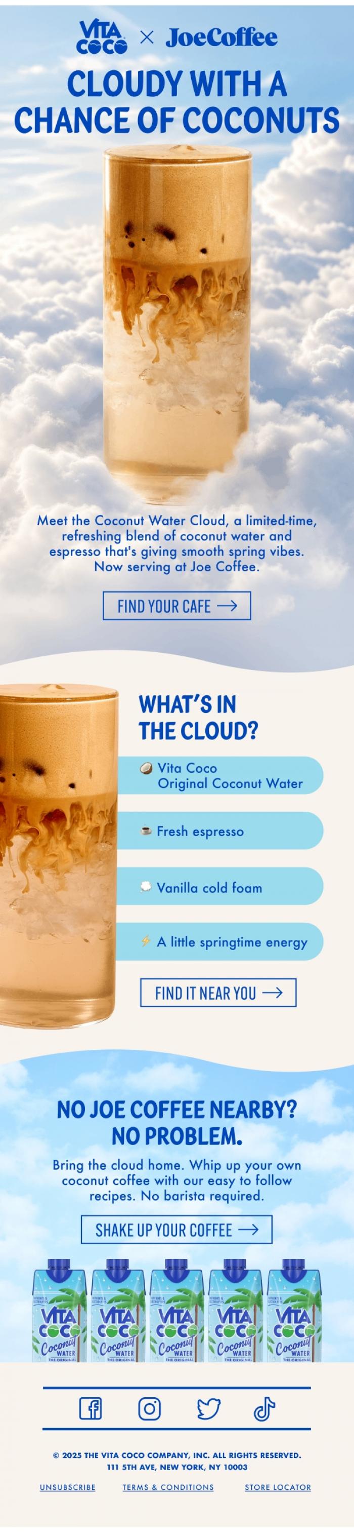 Email Design Inspiration from Vita Coco, The Joe Coffee collab your morning was waiting for