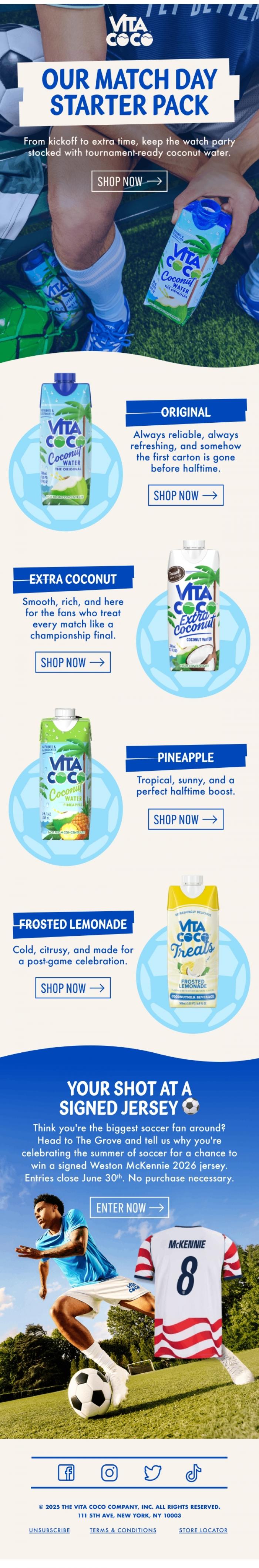 Email Design Inspiration from Vita Coco, Stay hydrated while watching soccer