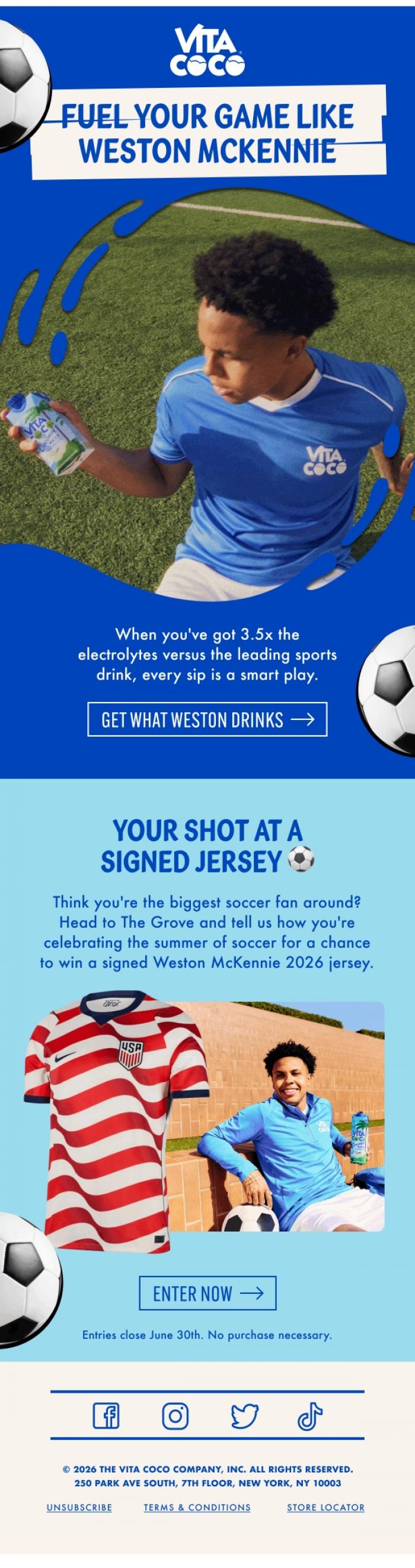 Email Design Inspiration from Vita Coco, Weston's hydration go-to ⚽