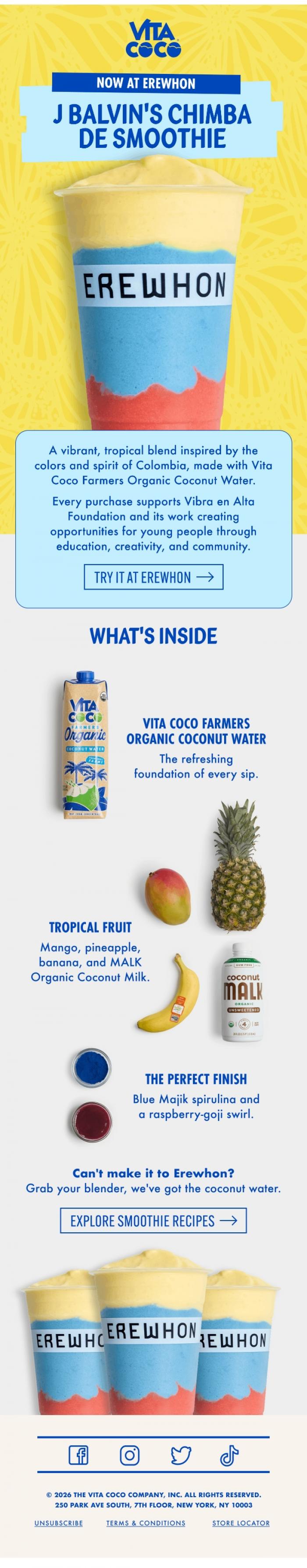 Email Design Inspiration from Vita Coco, Meet J Balvin's Chimba De Smoothie 🥥