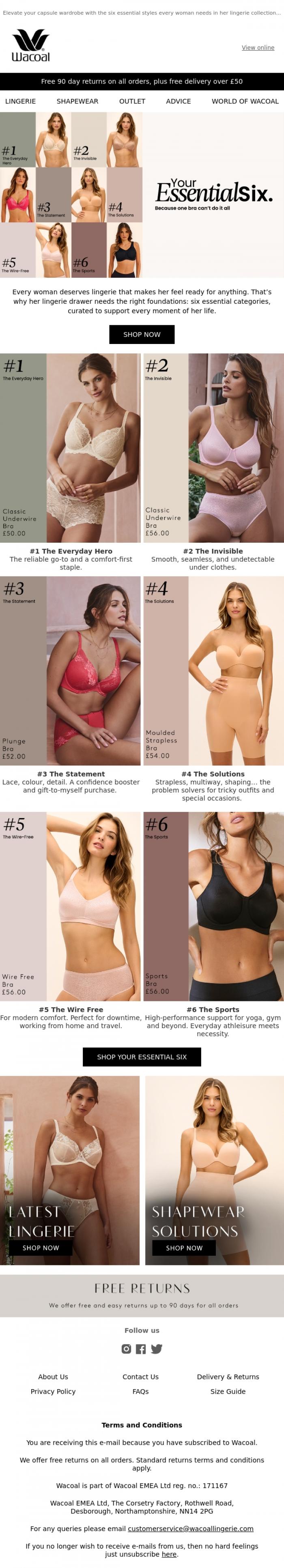 Email Design Inspiration from Wacoal, Meet Your Essential Six