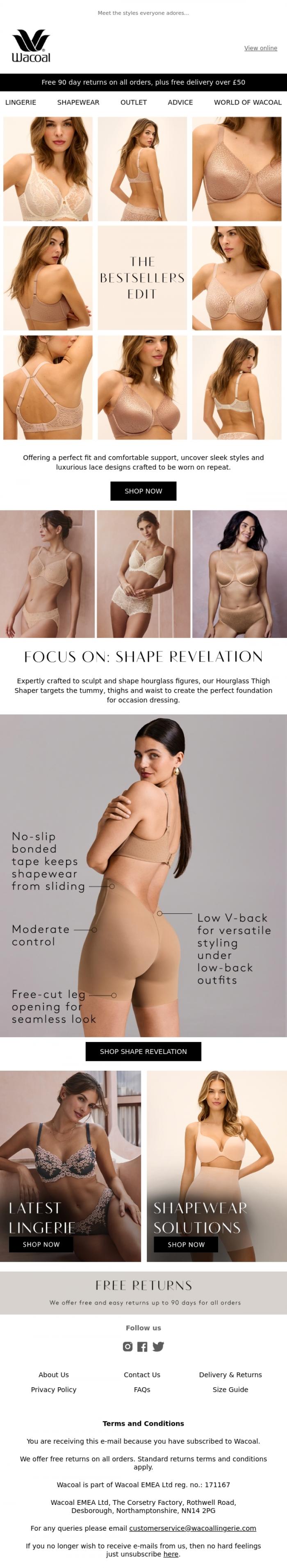 Email Design Inspiration from Wacoal, The Bestsellers Edit