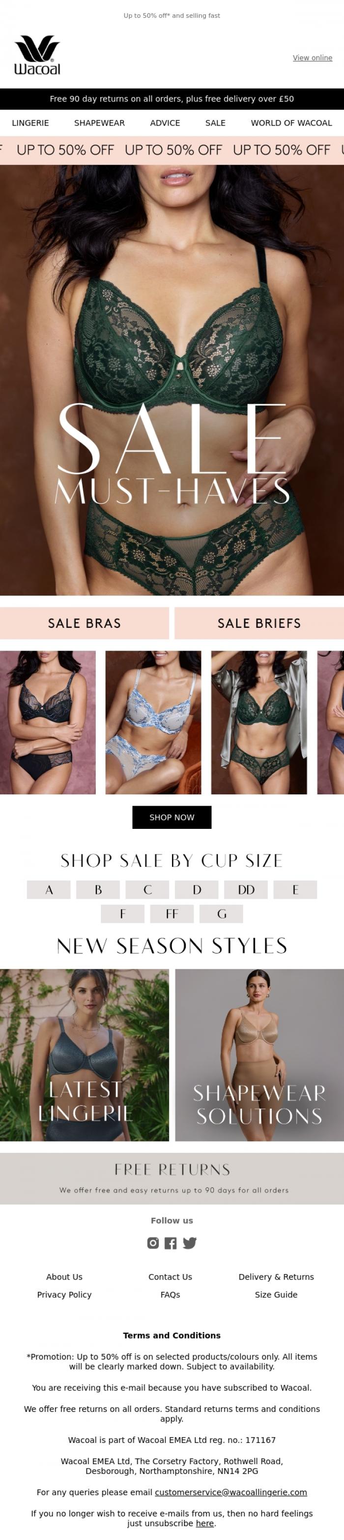 Email Design Inspiration from Wacoal, Top Sale Picks
