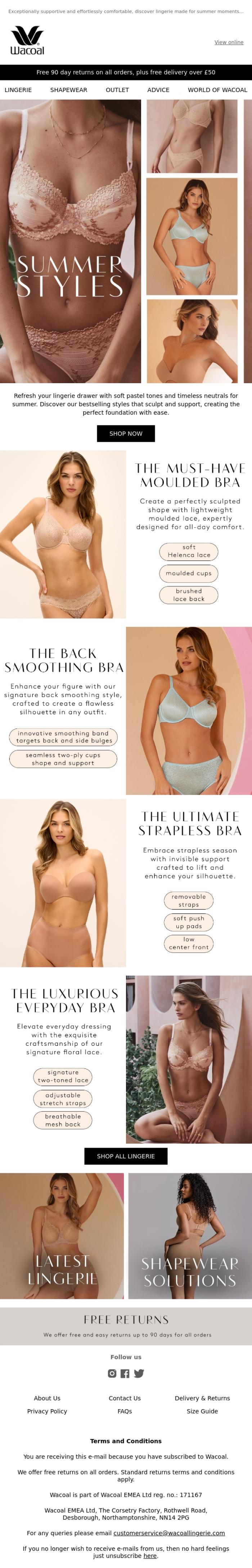 Email Design Inspiration from Wacoal, The lingerie you need this summer