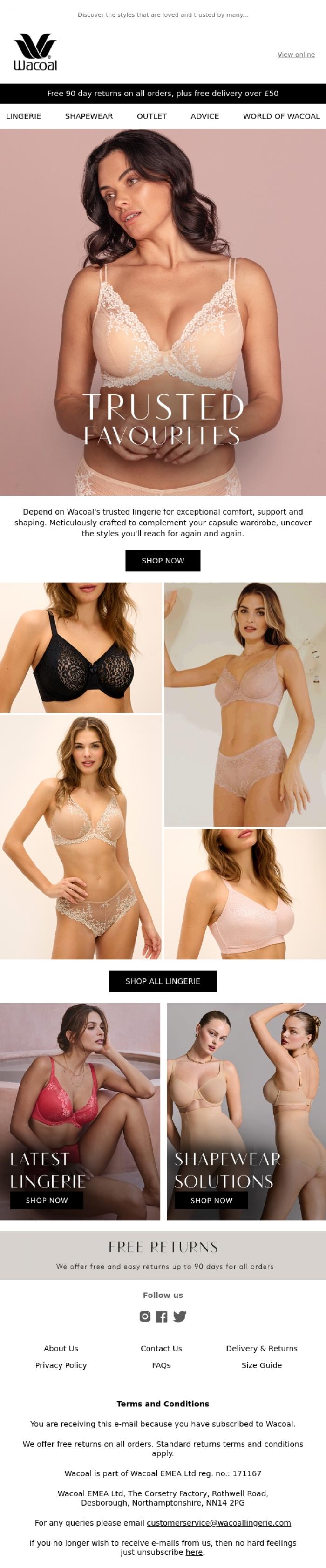 Email Design Inspiration from Wacoal, Wacoal's Lingerie Favourites