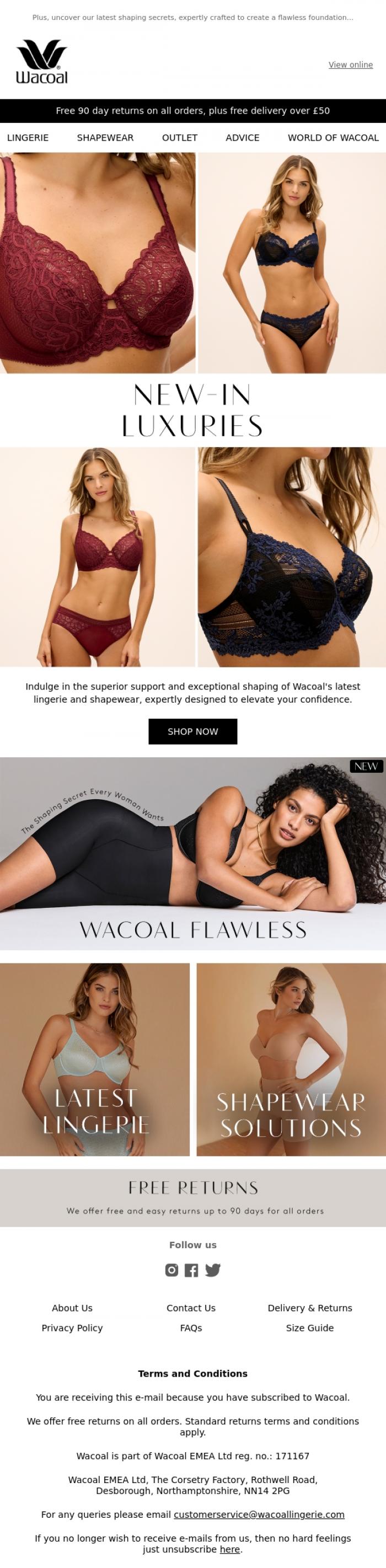 Email Design Inspiration from Wacoal, Most Loved Styles, Refreshed
