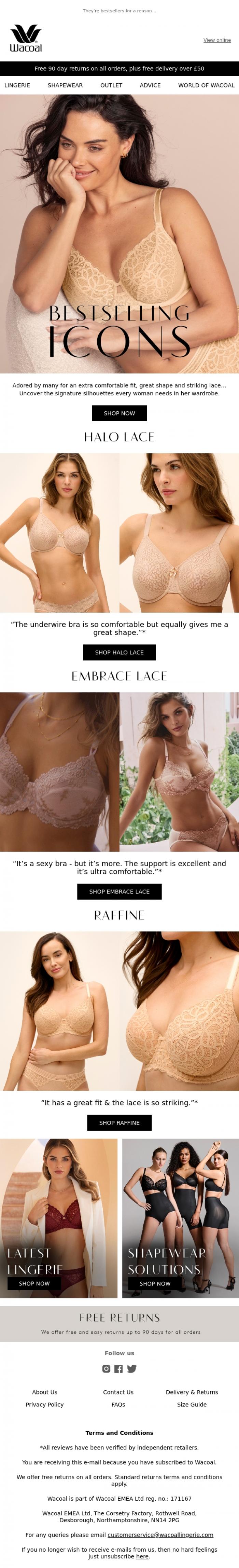 Email Design Inspiration from Wacoal, Our most sought-after styles