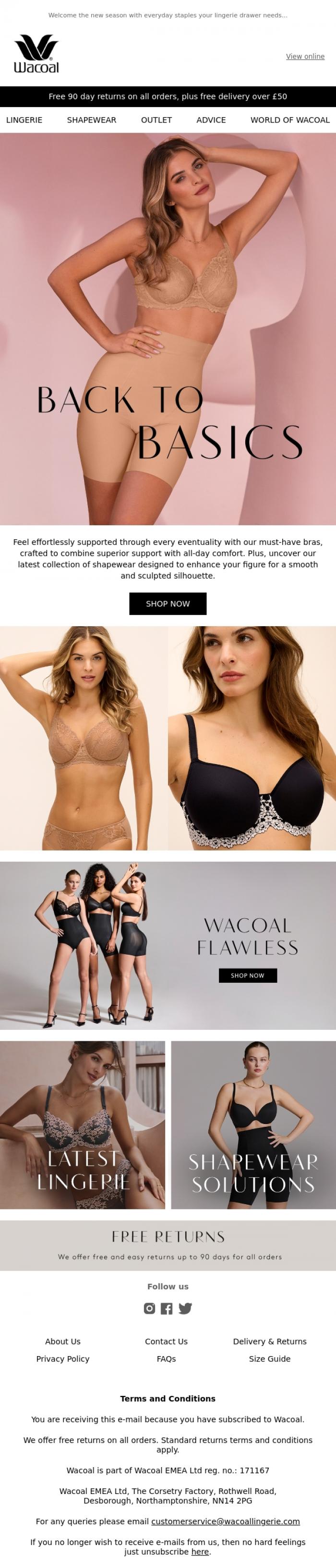 Email Design Inspiration from Wacoal, Back to basics