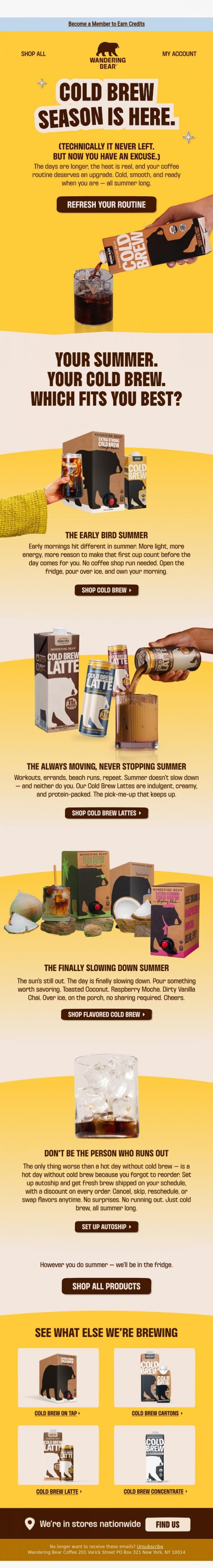 Email Design Inspiration from Wandering Bear, Your summer routine just got an upgrade.