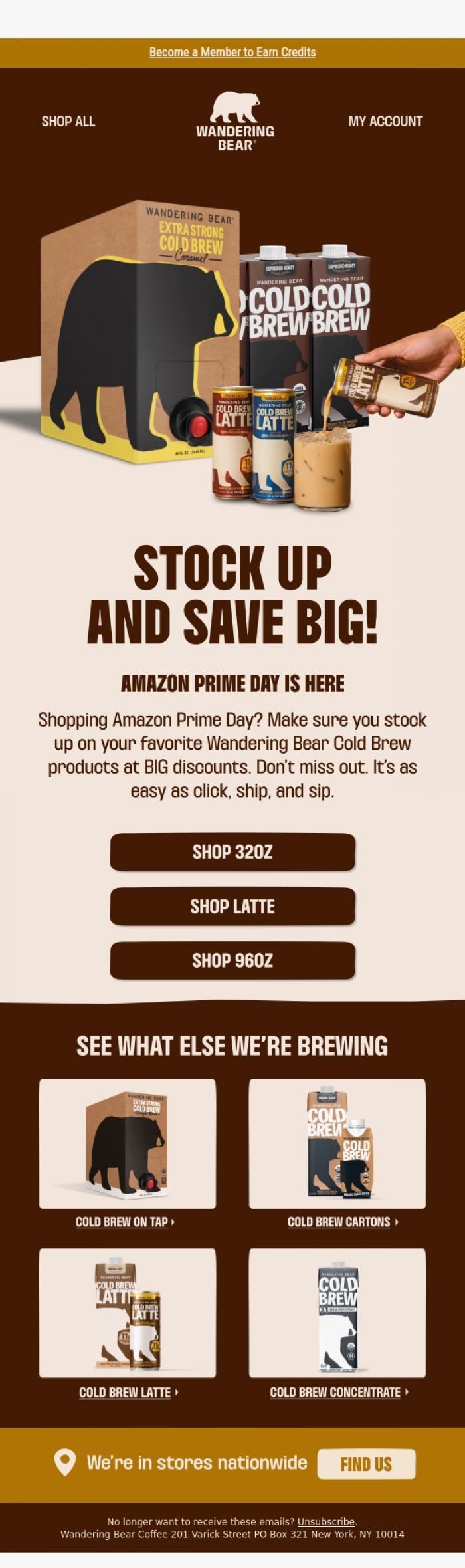 Email Design Inspiration from Wandering Bear, Amazon Prime Day is here