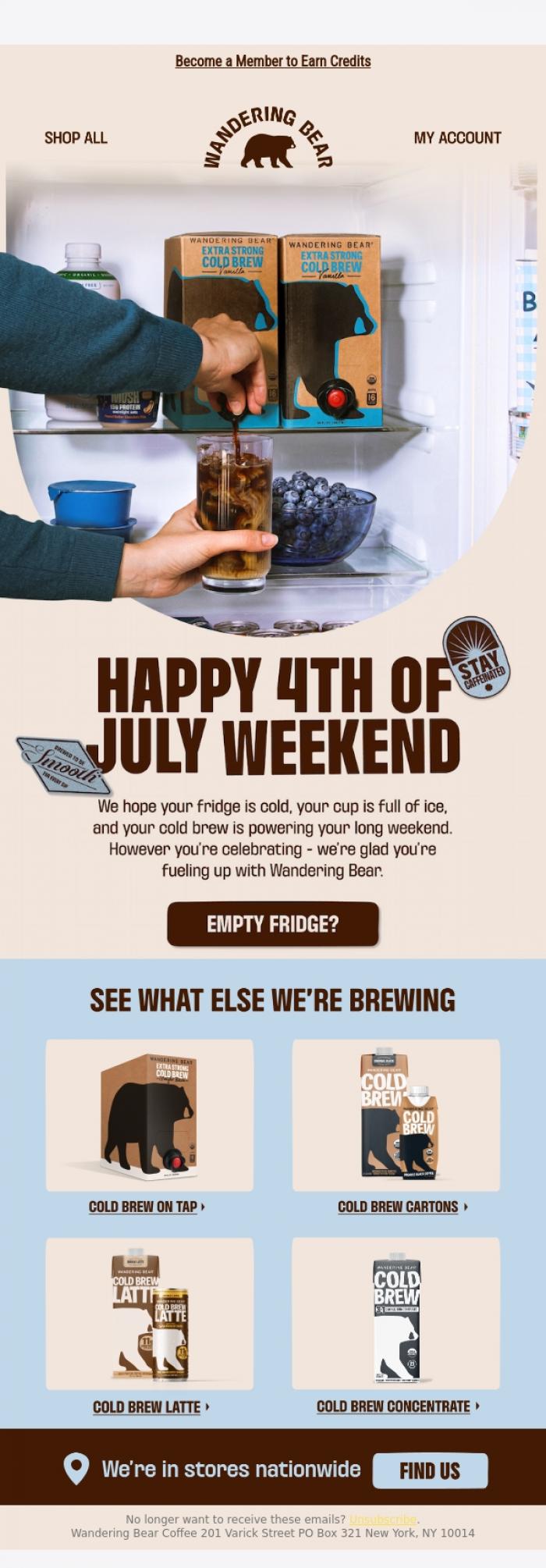 Email Design Inspiration from Wandering Bear, Start your 4th of July Weekend Early ☀️