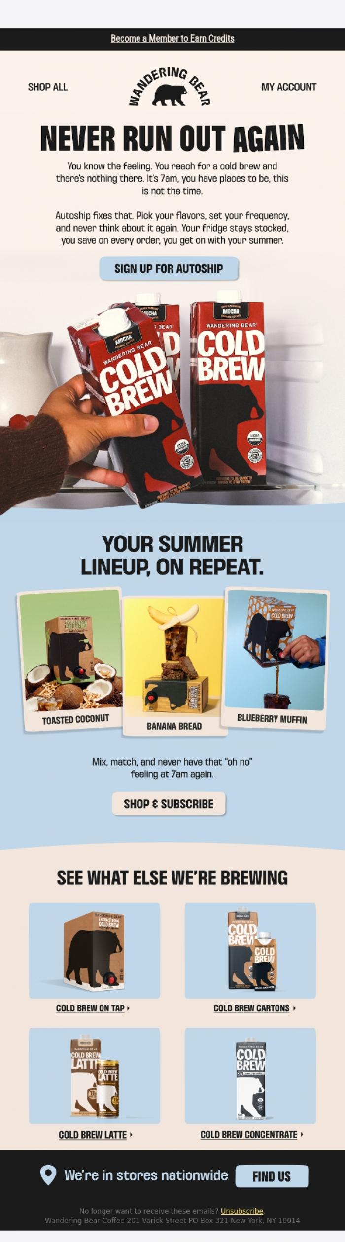Email Design Inspiration from Wandering Bear, Your fridge won't stock itself