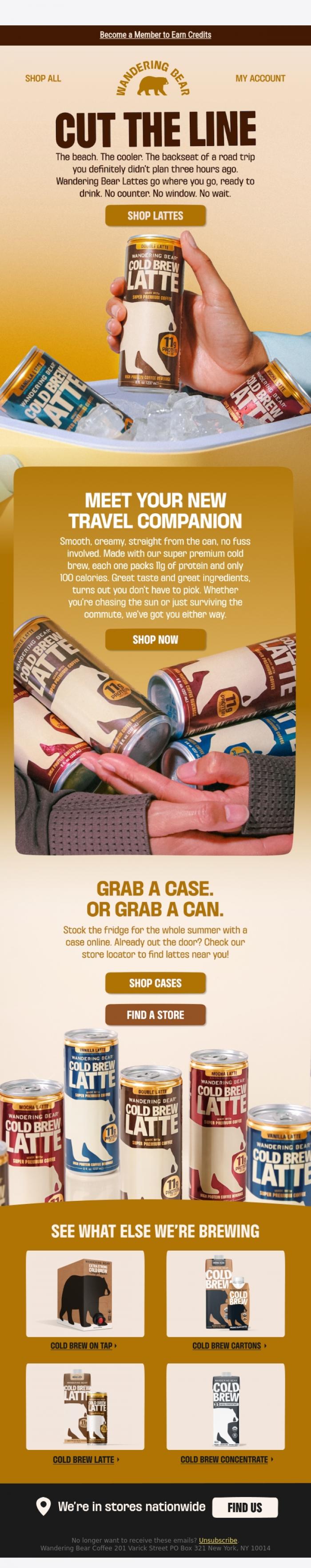 Email Design Inspiration from Wandering Bear, Summer's too short to wait in line