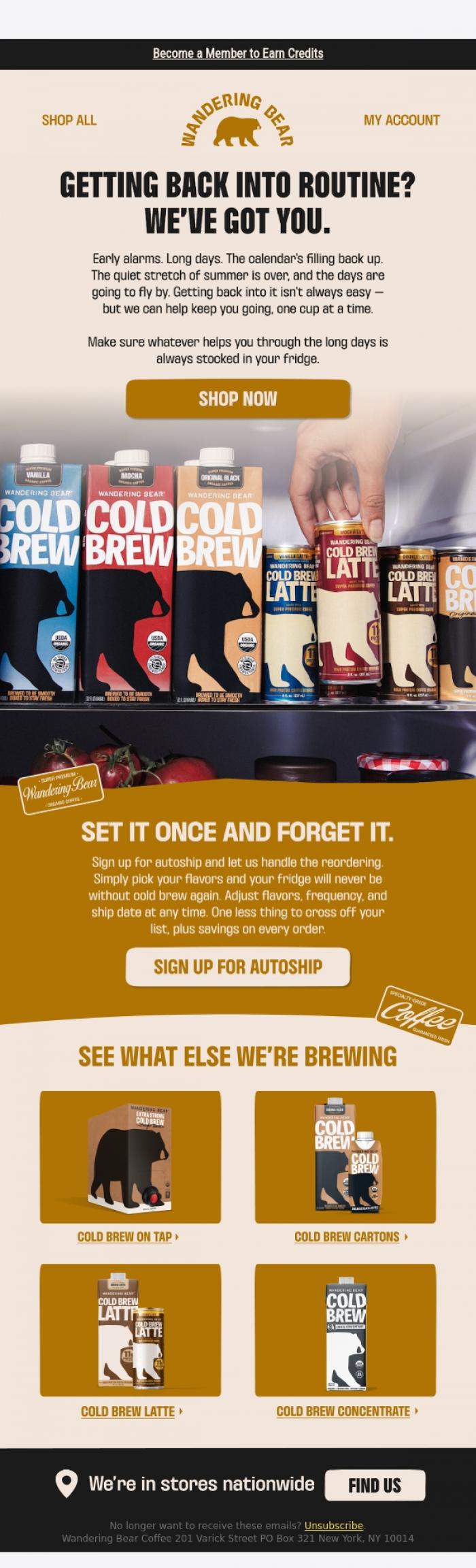 Email Design Inspiration from Wandering Bear, Mornings are getting busier