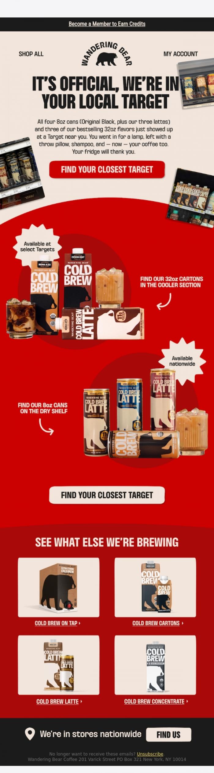 Email Design Inspiration from Wandering Bear, We're Officially in Target 🎯