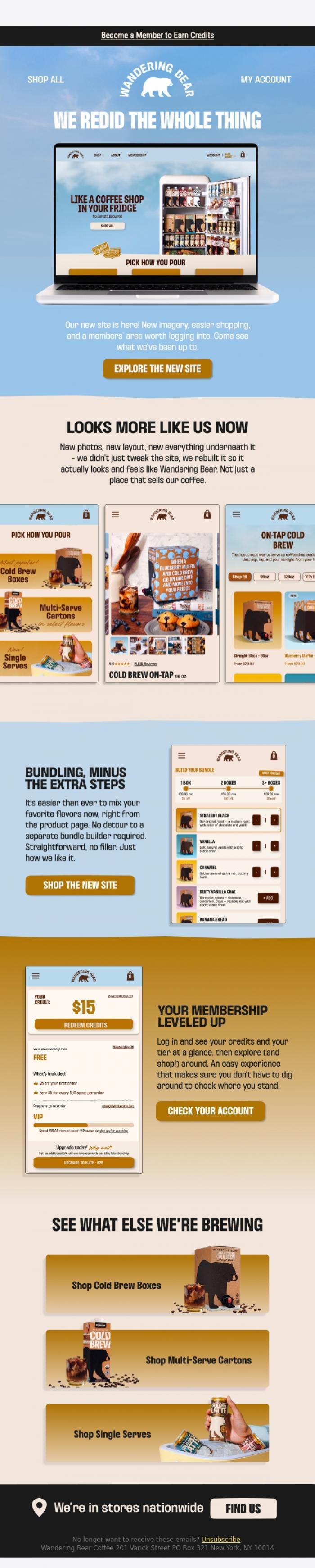 Email Design Inspiration from Wandering Bear, Our brand new site just landed