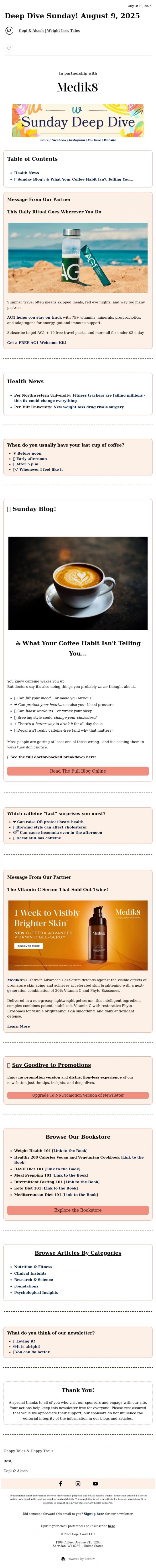 Email Design Inspiration from Weight Loss Tales, ☕ Is Your Coffee Helping... or Harming You?