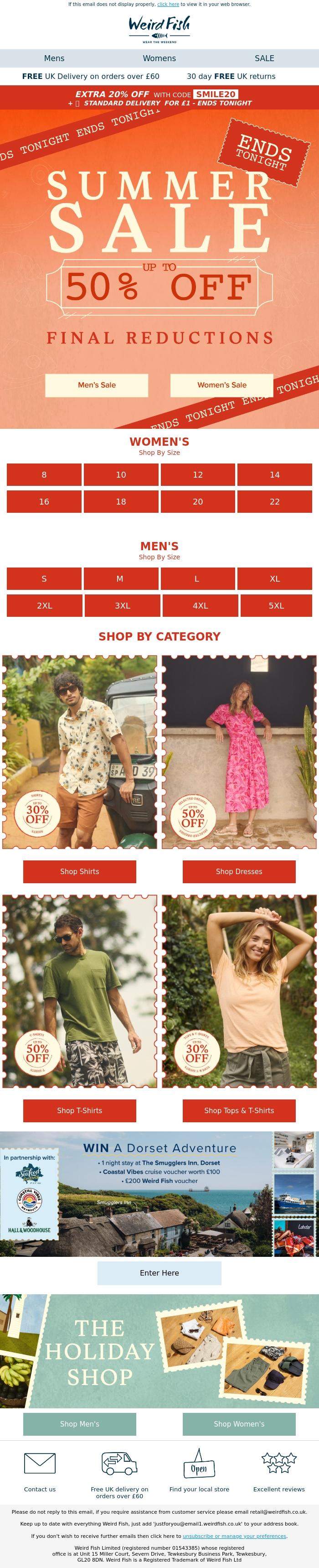 Email Design Inspiration from Weird Fish, SALE Ends Today | Up to 50% OFF Summer Styles