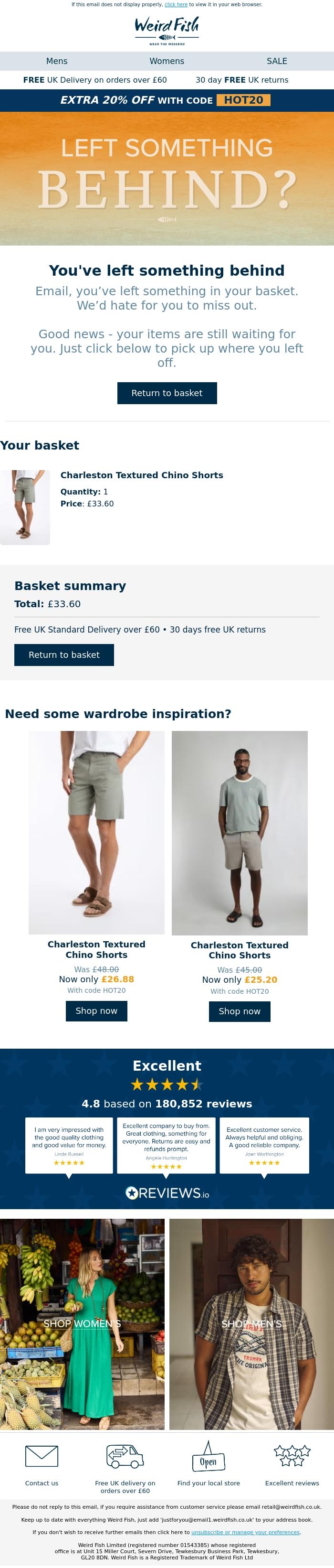 Email Design Inspiration from Weird Fish, You've left something behind