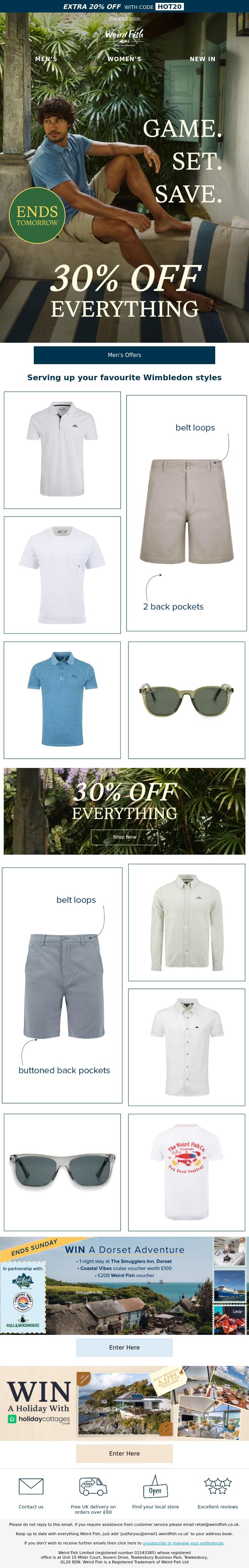 Email Design Inspiration from Weird Fish, 🎾 Love - 30.... % off everything?