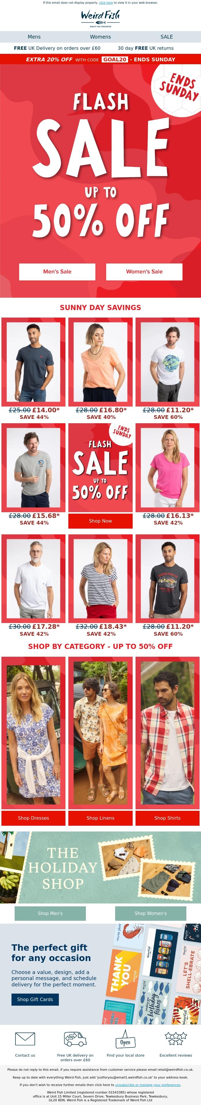 Email Design Inspiration from Weird Fish, ⚡Flash SALE⚡ Up to 50% OFF T-shirts