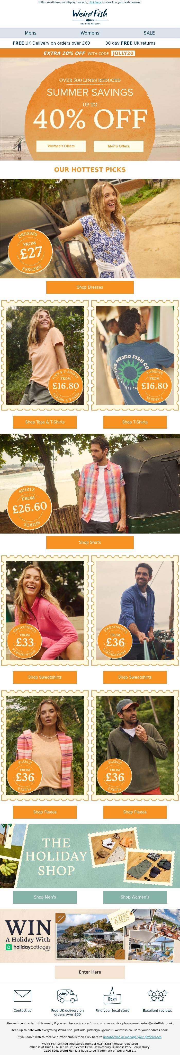Email Design Inspiration from Weird Fish, Summer Styles with up to 40% OFF
