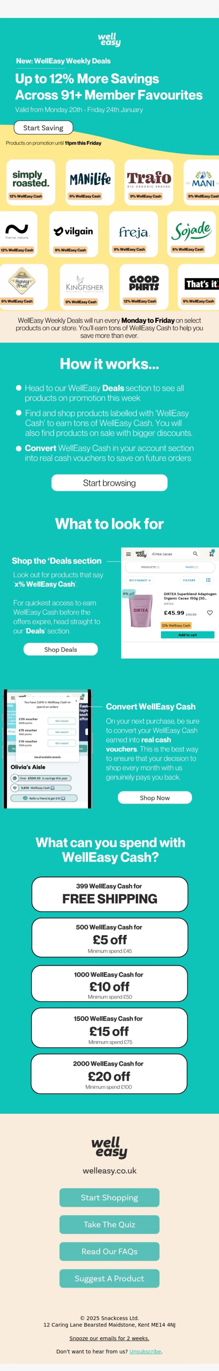 Email Design Inspiration from WellEasy, NEW WellEasy Weekly Deals: Up to 12% More on 92+ Member Favourites