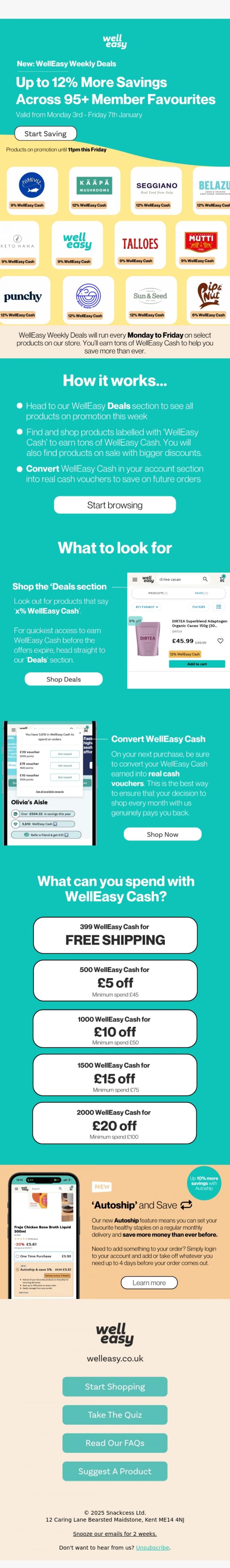 Email Design Inspiration from WellEasy, NEW WellEasy Weekly Deals: Up to 12% More on 95+ Member Favourites