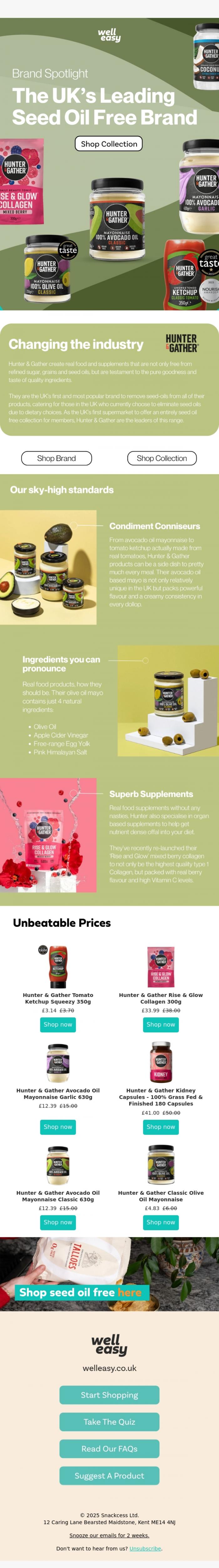 Email Design Inspiration from WellEasy, Seed oil free super brand