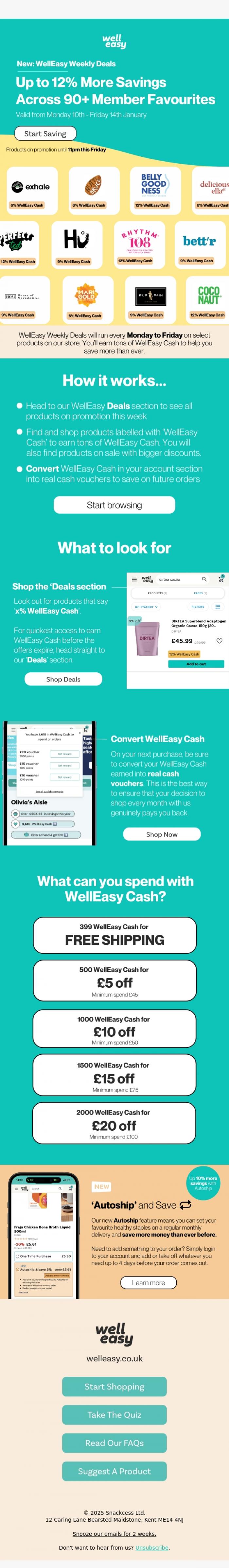 Email Design Inspiration from WellEasy, NEW WellEasy Weekly Deals: Up to 12% More on 90+ Member Favourites