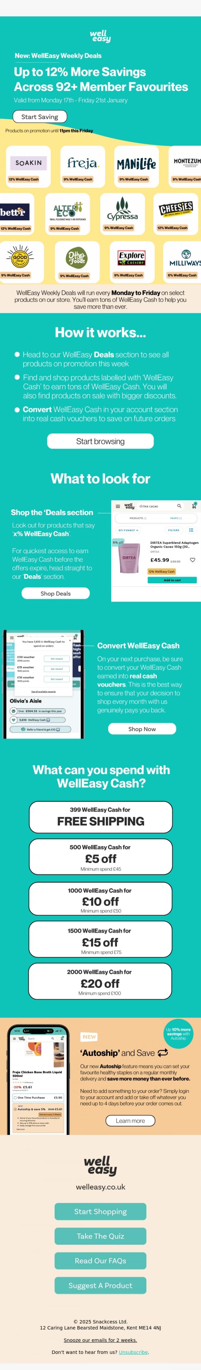 Email Design Inspiration from WellEasy, NEW WellEasy Weekly Deals: Up to 12% More on 92+ Member Favourites
