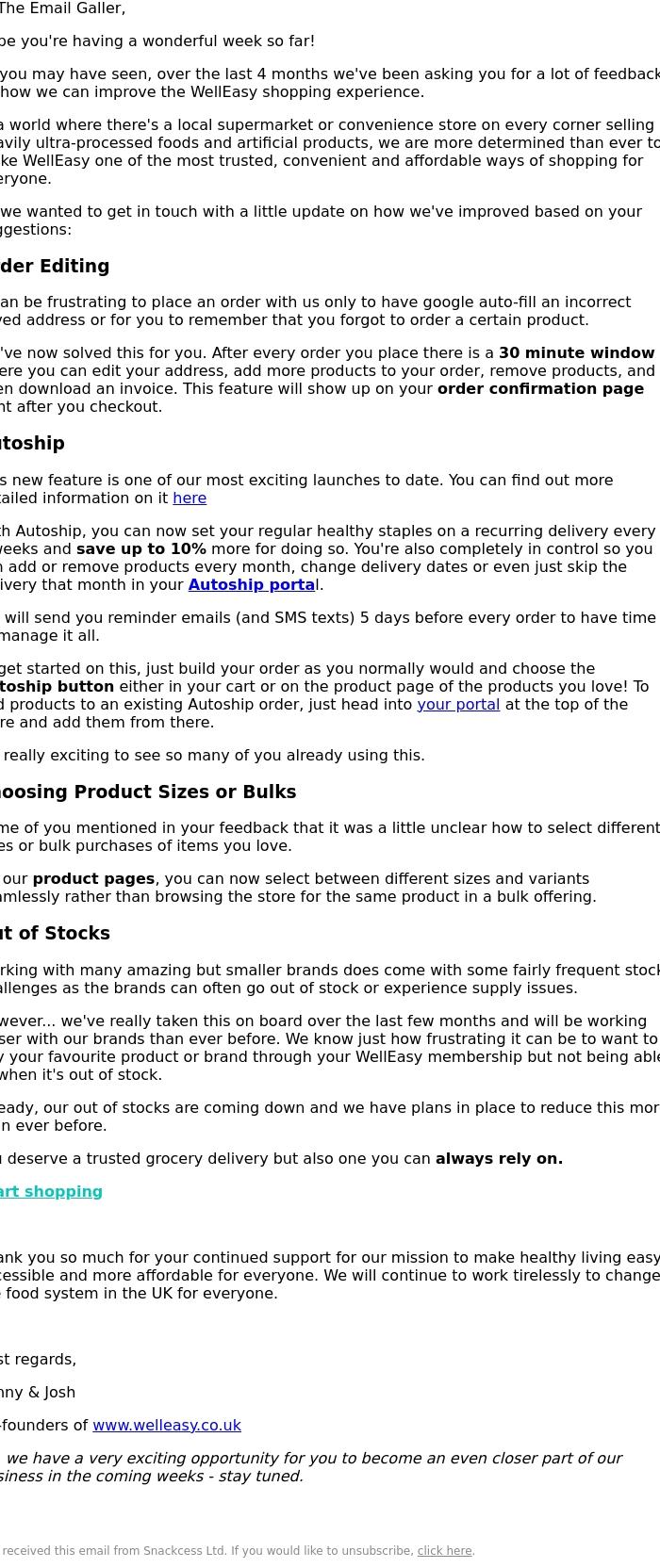 Email Design Inspiration from WellEasy, We've listened to you...