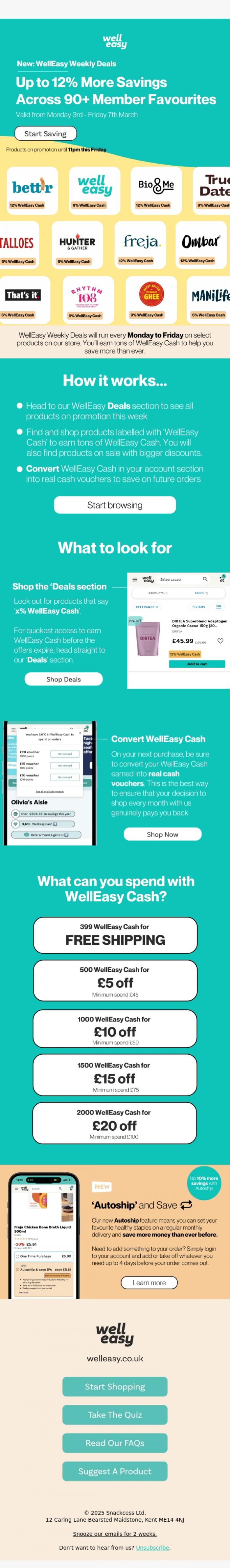 Email Design Inspiration from WellEasy, NEW WellEasy Weekly Deals: Up to 12% More on 94+ Member Favourites